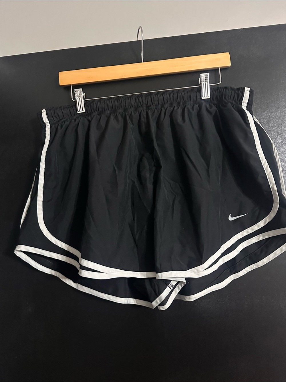 Nike Black Athletic Shorts with White Piping